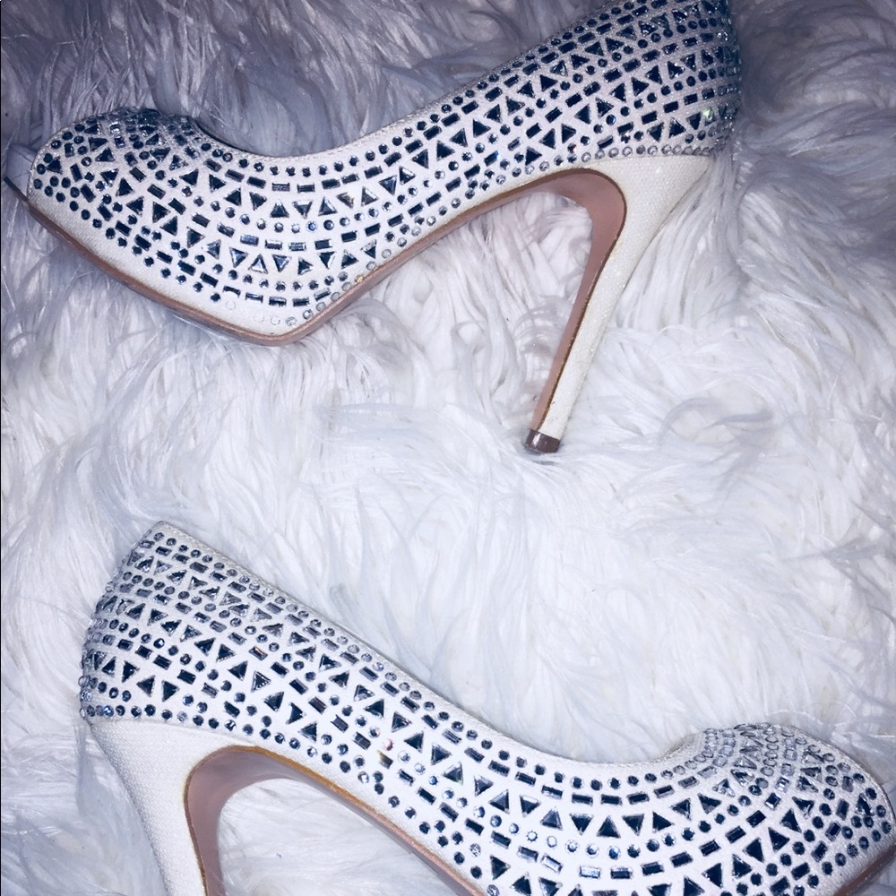 White Studded Heels